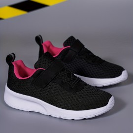 Girls Lace Free Breathable Mesh Sneakers, No Tie Mesh Shoes For Outdoor Hiking Walking & Trekking