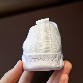 Boys Girls Trendy Knitted Breathable Lightweight Comfy Running Shoes, Spring And Summer