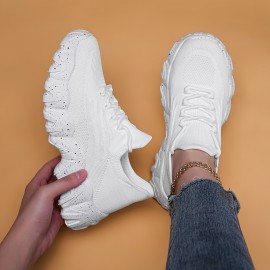 Men's Knit Breathable Running Shoes, Lace Up Comfy Soft Sole Sneakers For Outdoor Jogging All Seaons