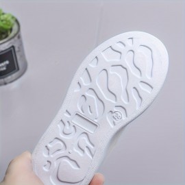 Girl's Solid Skate Shoes, Hook And Loop Fastener Comfy Non Slip Stree Style Sneakers For All Seasons Outdoor Workout Activities