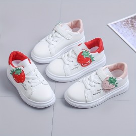 Girl's Solid Skate Shoes, Hook And Loop Fastener Comfy Non Slip Stree Style Sneakers For All Seasons Outdoor Workout Activities