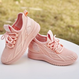 Daclay Girls Casual Comfortable Solid Color Woven Shoes, Breathable Lightweight Sport Shoes For Running Hiking Basketball