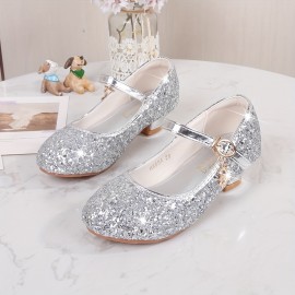 Trendy Elegant Sequin High Heel Shoes For Girls, Lightweight Non Slip Soft Bottom Dress Shoes For Performance Party, Spring 885A