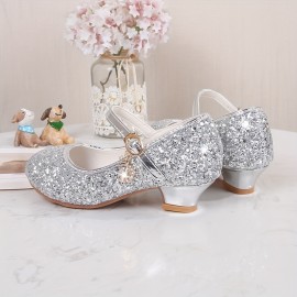 Trendy Elegant Sequin High Heel Shoes For Girls, Lightweight Non Slip Soft Bottom Dress Shoes For Performance Party, Spring 885A