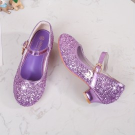 Trendy Elegant Sequin High Heel Shoes For Girls, Lightweight Non Slip Soft Bottom Dress Shoes For Performance Party, Spring 885A