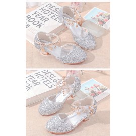 Trendy Cute Shiny Sequin High Heel Shoes For Girls, Breathable Non-slip Wear-resistant Dress Shoes For Party Wedding Performance, All Seasons