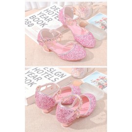 Trendy Cute Shiny Sequin High Heel Shoes For Girls, Breathable Non-slip Wear-resistant Dress Shoes For Party Wedding Performance, All Seasons