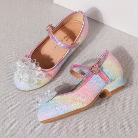 Trendy Elegant Gradient Color Sequin High Heel Shoes For Girls, Lightweight Non Slip Soft Bottom Dress Shoes For Performance Party, Spring And Autumn