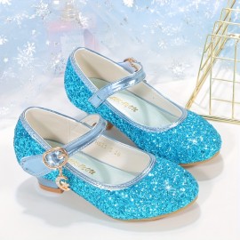 Trendy Elegant Sequin High Heel Shoes For Girls, Lightweight Non Slip Soft Bottom Dress Shoes For Performance Party, Autumn
