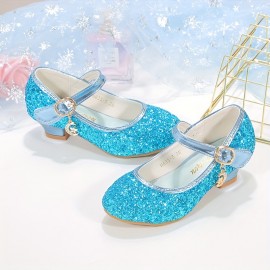 Trendy Elegant Sequin High Heel Shoes For Girls, Lightweight Non Slip Soft Bottom Dress Shoes For Performance Party, Autumn