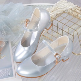 Trendy Elegant Solid Color High Heel Shoes For Girls, Lightweight Non Slip Soft Bottom Dress Shoes For Performance Party, All Seasons