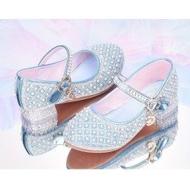 Trendy Elegant Rhinestone High Heel Shoes For Girls, Lightweight Breathable Non Slip Dress Shoes For Performance Party, All Seasons
