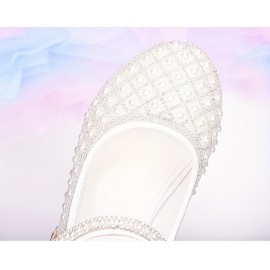 Trendy Elegant Rhinestone High Heel Shoes For Girls, Lightweight Breathable Non Slip Dress Shoes For Performance Party, All Seasons