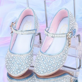 Trendy Elegant Rhinestone High Heel Shoes For Girls, Lightweight Breathable Non Slip Dress Shoes For Performance Party, All Seasons