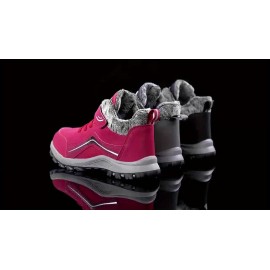 Cozy Fleece-Lined Girls' Boots - Casual Solid Color, Hook-and-loop Fastener Closure for Fall/Winter Comfort