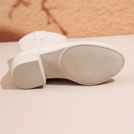 Vintage Solid Color Boots With Zipper For Girls, Lightweight Non Slip Boots For Indoor Outdoor Travel, Spring And Autumn