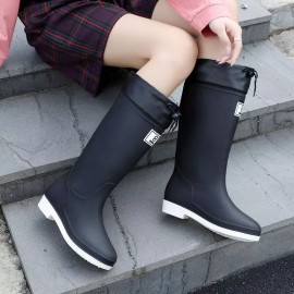 Vicvai Solid Knee High Rain Boots, Comfy Non Slip Puncture Proof Shoes