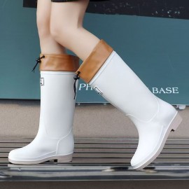 Vicvai Solid Knee High Rain Boots, Comfy Non Slip Puncture Proof Shoes