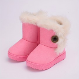 Comfortable Snow Boots For Girls, Soft Warm Plus Fleece Boots For Outdoor Walking Hiking, Autumn And Winter