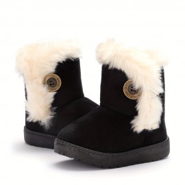 Comfortable Snow Boots For Girls, Soft Warm Plus Fleece Boots For Outdoor Walking Hiking, Autumn And Winter