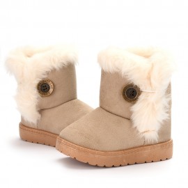 Comfortable Snow Boots For Girls, Soft Warm Plus Fleece Boots For Outdoor Walking Hiking, Autumn And Winter