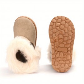 Comfortable Snow Boots For Girls, Soft Warm Plus Fleece Boots For Outdoor Walking Hiking, Autumn And Winter
