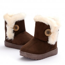 Comfortable Snow Boots For Girls, Soft Warm Plus Fleece Boots For Outdoor Walking Hiking, Autumn And Winter