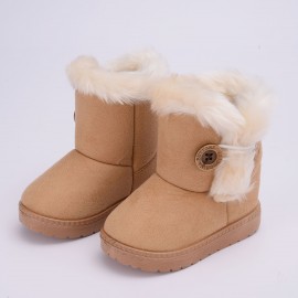 Comfortable Snow Boots For Girls, Soft Warm Plus Fleece Boots For Outdoor Walking Hiking, Autumn And Winter