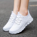 Girl's Solid Knit Breathable Running Shoes, Lace Up Comfy Soft Sole Sneakers For Outdoor Jogging, Winter & Autumn
