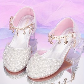 Trendy Elegant Rhinestone High Heel Shoes For Girls, Lightweight Breathable Non Slip Dress Shoes For Performance Party, Spring And Autumn