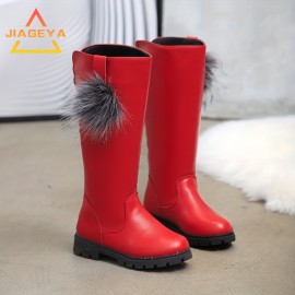 JIAGEYA Girl's Knee High Boots, Comfy Casual Thermal Platform Shoes For Kids Outdoor Activities