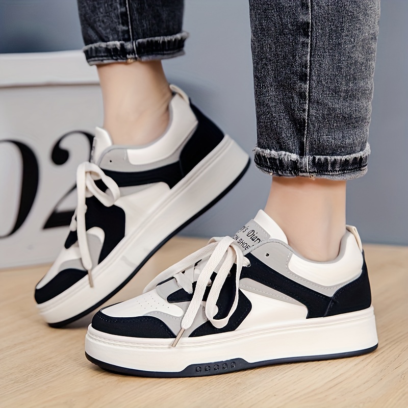 girls trendy lace up skate shoes casual outdoor platform walking shoes details 1