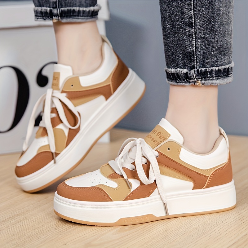 girls trendy lace up skate shoes casual outdoor platform walking shoes details 5