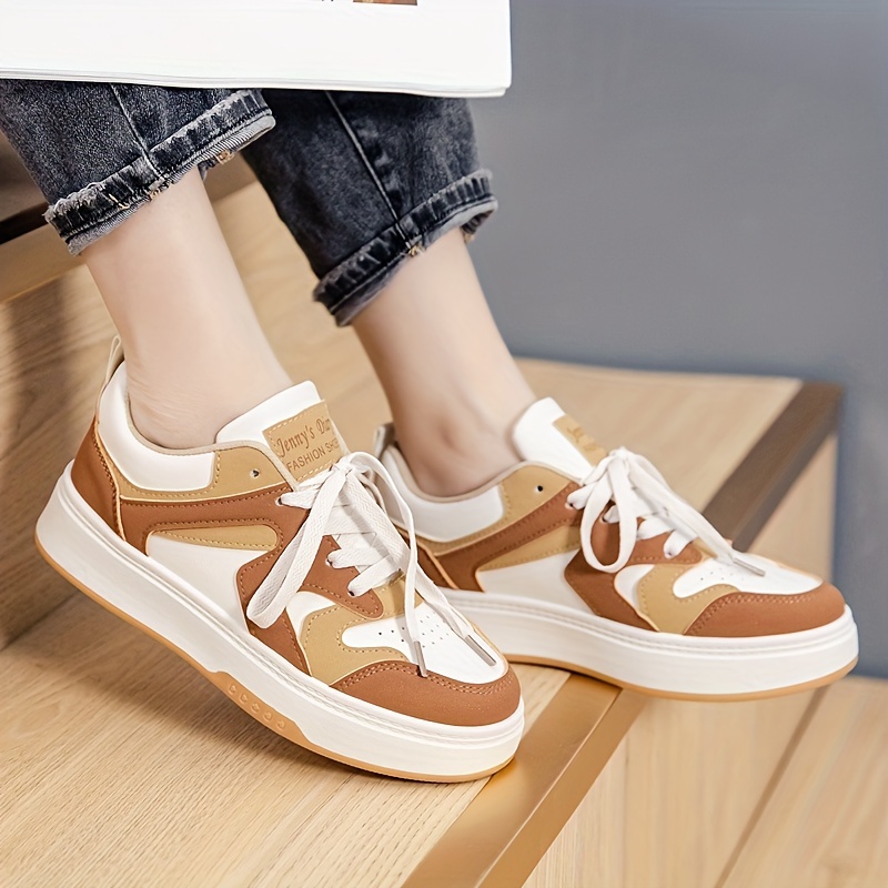 girls trendy lace up skate shoes casual outdoor platform walking shoes details 6
