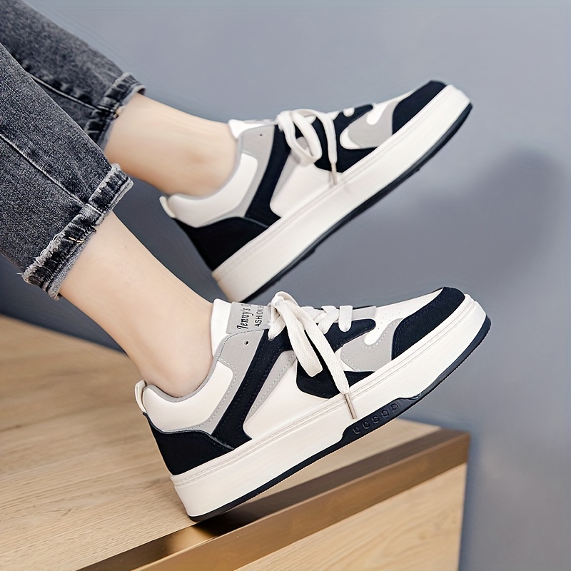 girls trendy lace up skate shoes casual outdoor platform walking shoes details 9