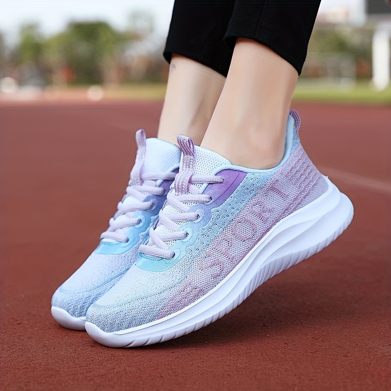 casual breathable mesh sneakers for girls teenager comfortable anti slip lace up low top sneakers for outdoor running walking hiking details 0