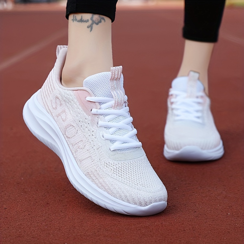 casual breathable mesh sneakers for girls teenager comfortable anti slip lace up low top sneakers for outdoor running walking hiking details 2