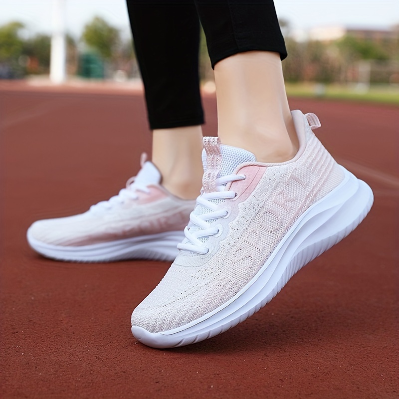 casual breathable mesh sneakers for girls teenager comfortable anti slip lace up low top sneakers for outdoor running walking hiking details 5