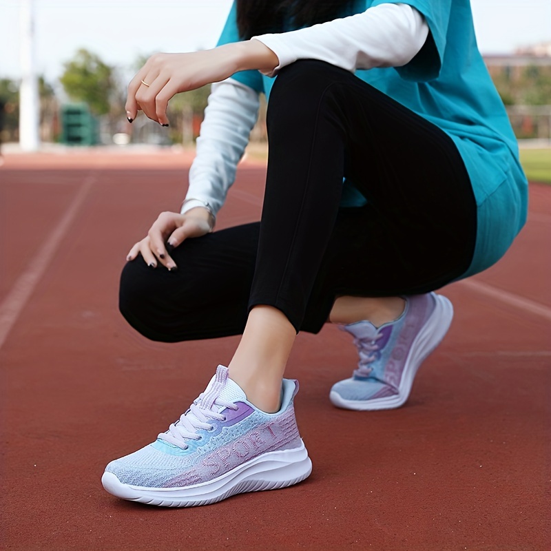 casual breathable mesh sneakers for girls teenager comfortable anti slip lace up low top sneakers for outdoor running walking hiking details 8