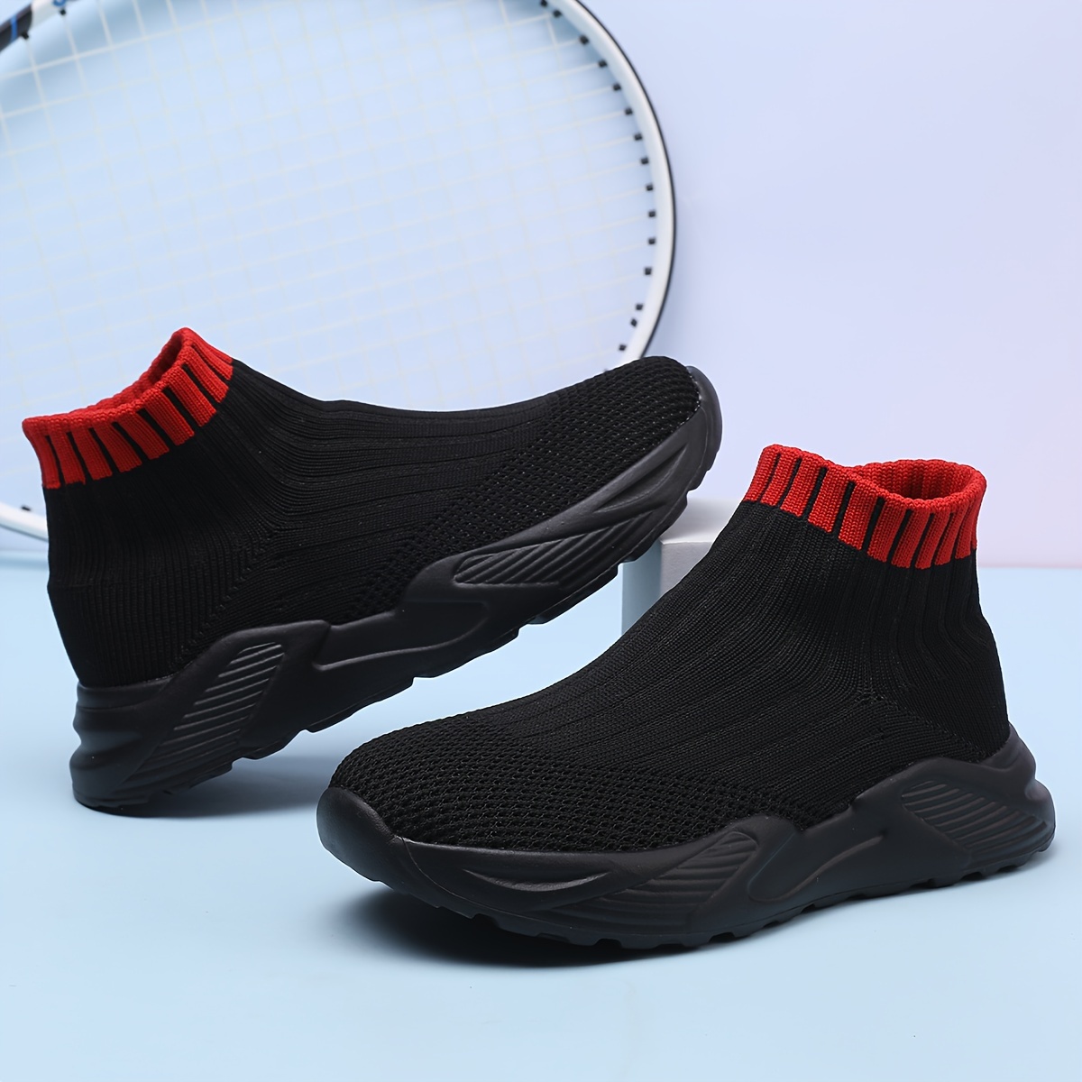 girls soli color woven breathable slip on sock shoes comfy non slip walking shoes for kids outdoor activities summer details 2