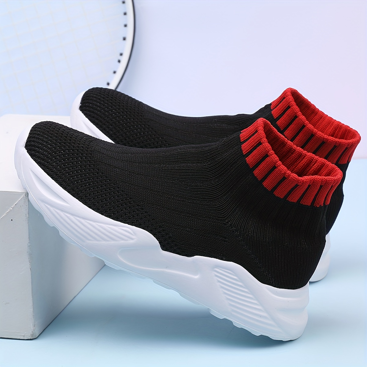 girls soli color woven breathable slip on sock shoes comfy non slip walking shoes for kids outdoor activities summer details 4
