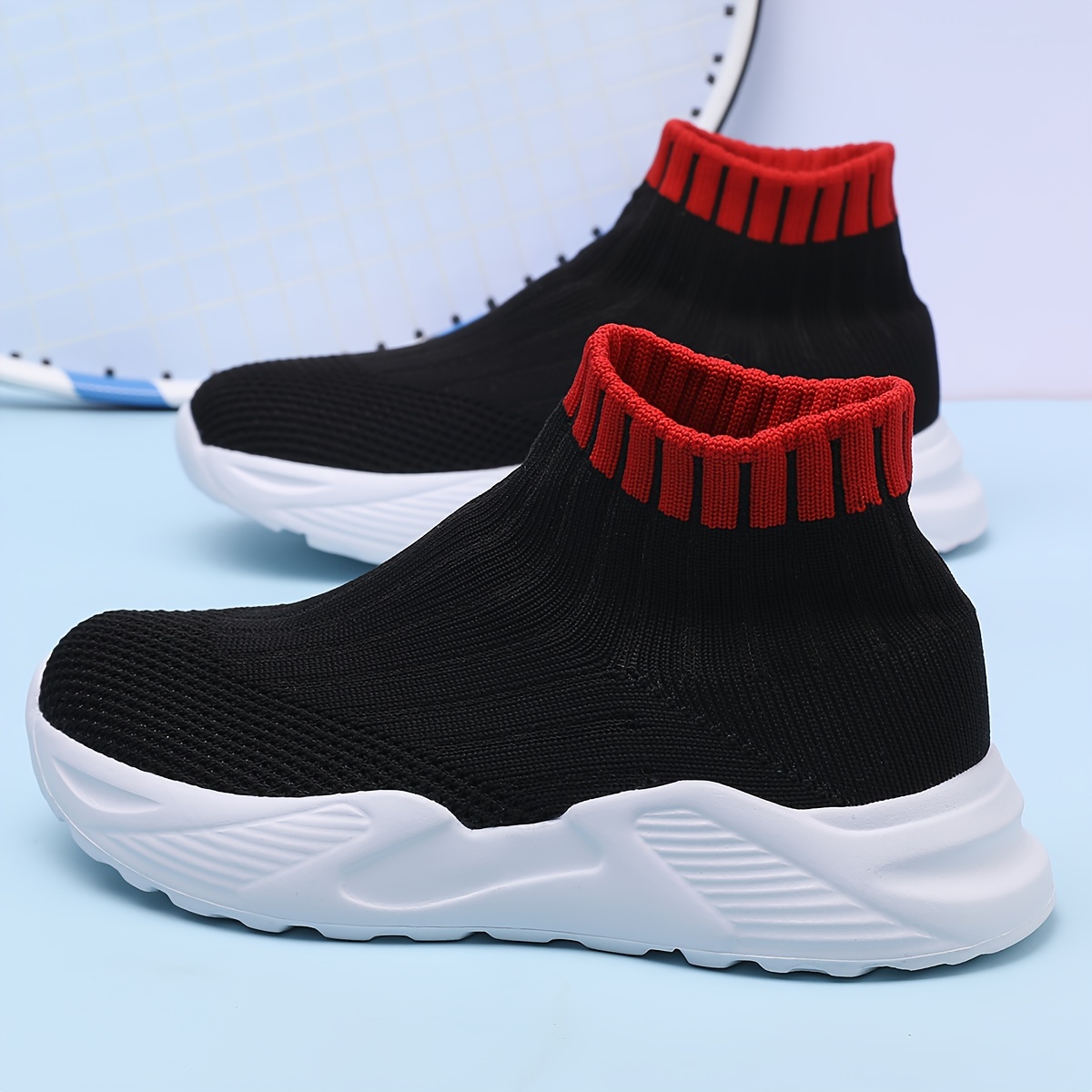 girls soli color woven breathable slip on sock shoes comfy non slip walking shoes for kids outdoor activities summer details 5