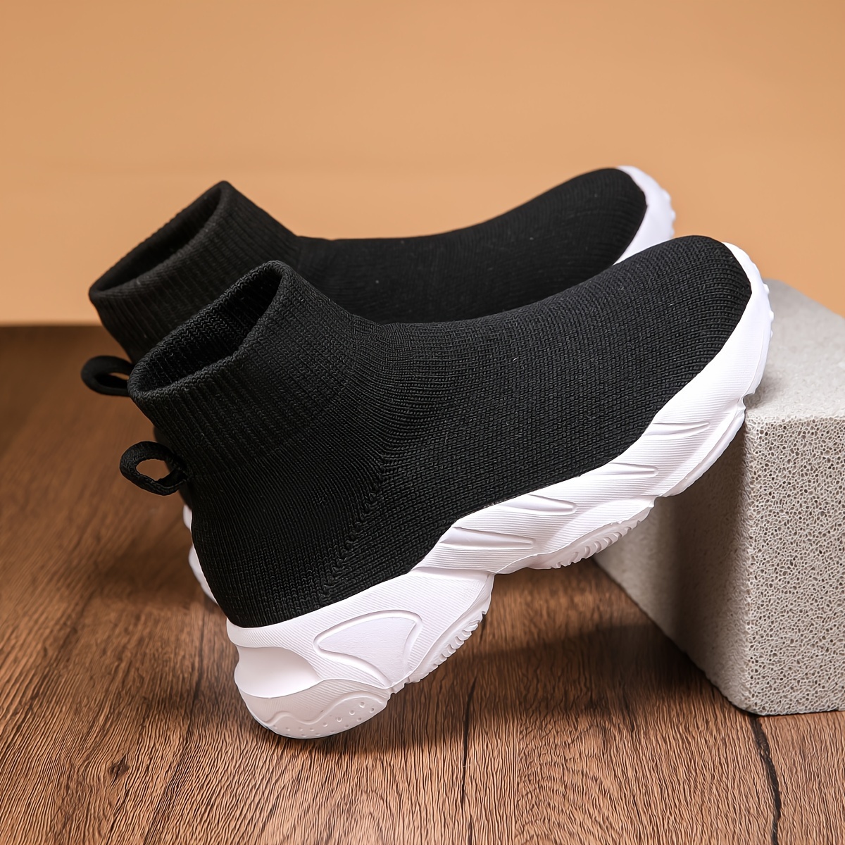 casual breathable woven sneakers for girls kids teenager lightweight anti slip high top slip on sneakers for indoor outdoor details 3