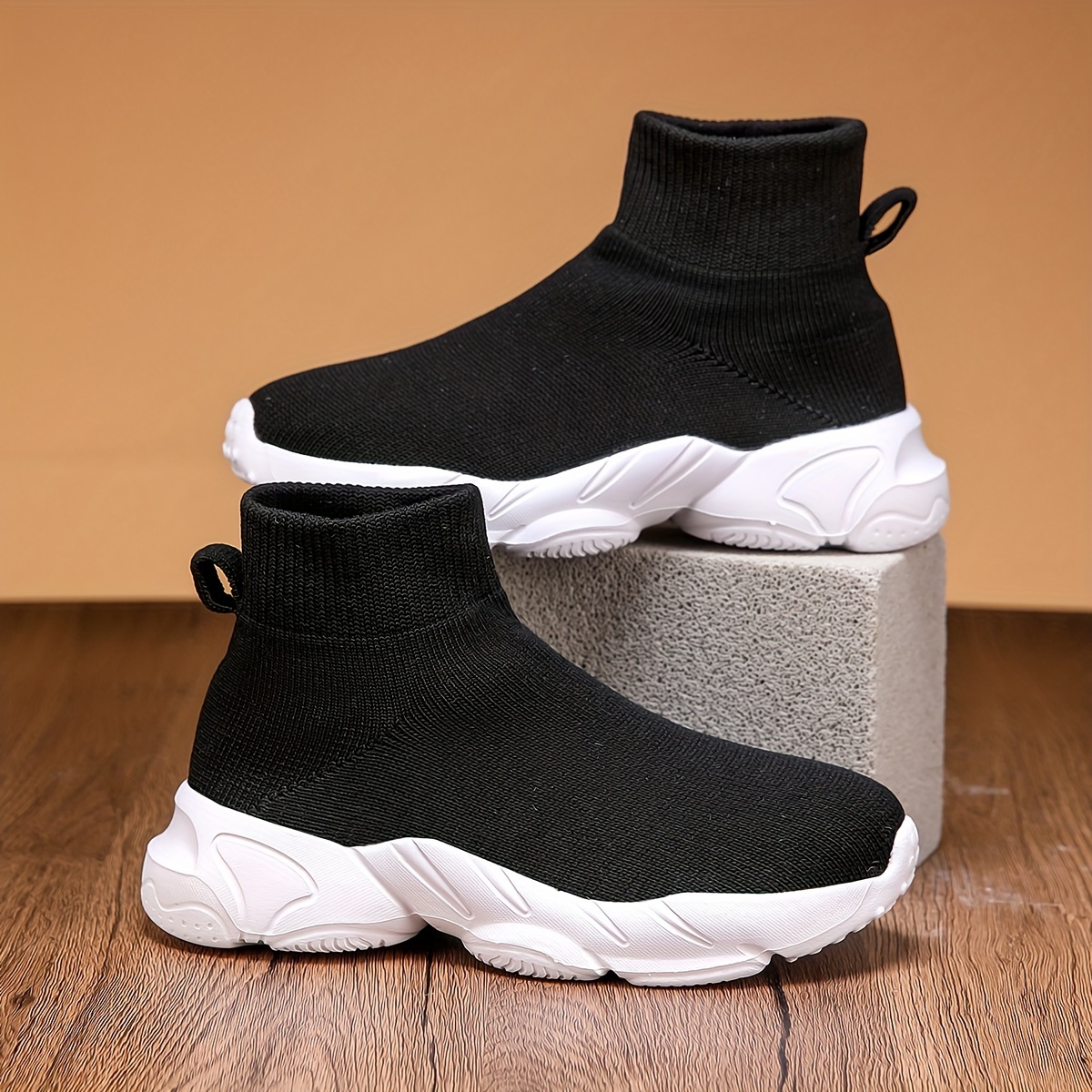 casual breathable woven sneakers for girls kids teenager lightweight anti slip high top slip on sneakers for indoor outdoor details 6