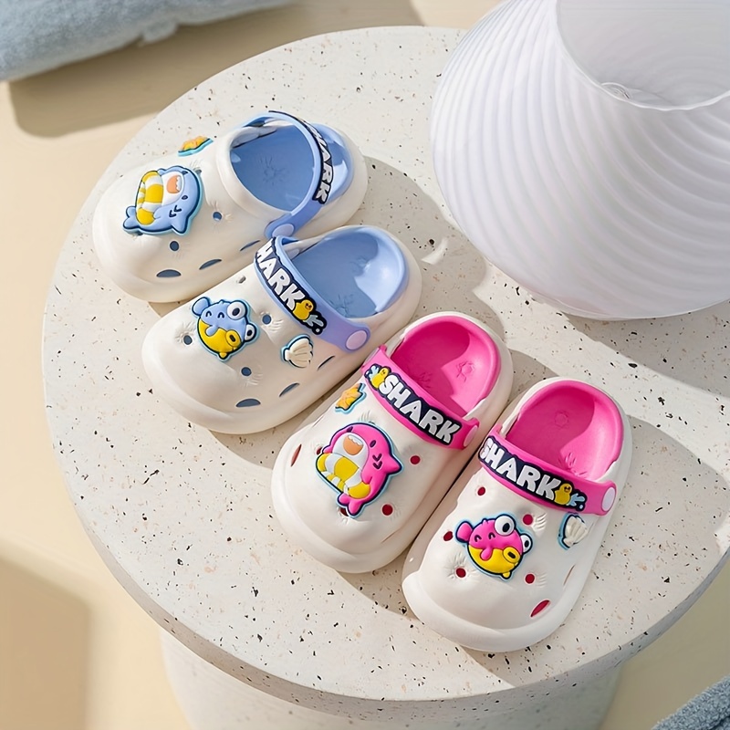 unisex kids breathable hollow out clogs with charms arch support soft sole casual slippers for boys girls outdoor activities details 1