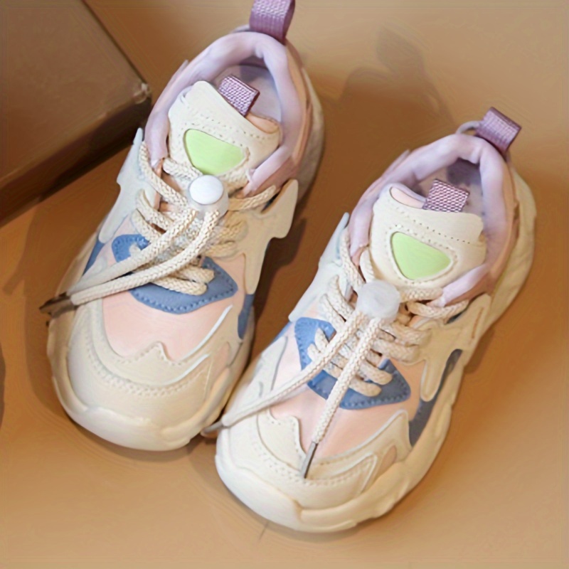 girls vintage style chunky shoes comfy non slip breathable casual soft sole sneakers for outdoor activities details 0