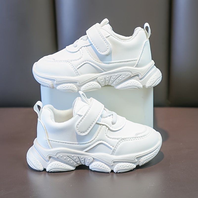 unisex kids solid chunky shoes with hook loop comfy non slip soft sole sneakers for boys girls outdoor activities details 0
