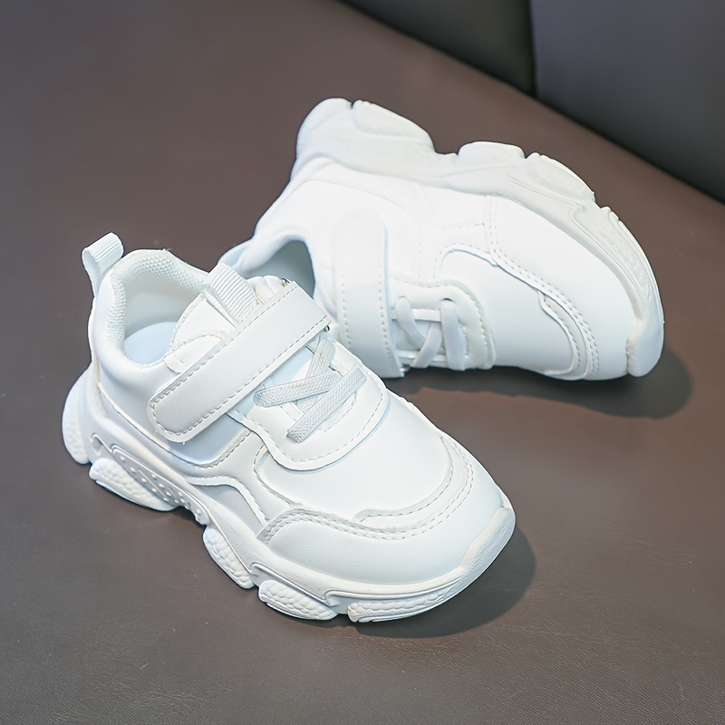 unisex kids solid chunky shoes with hook loop comfy non slip soft sole sneakers for boys girls outdoor activities details 2