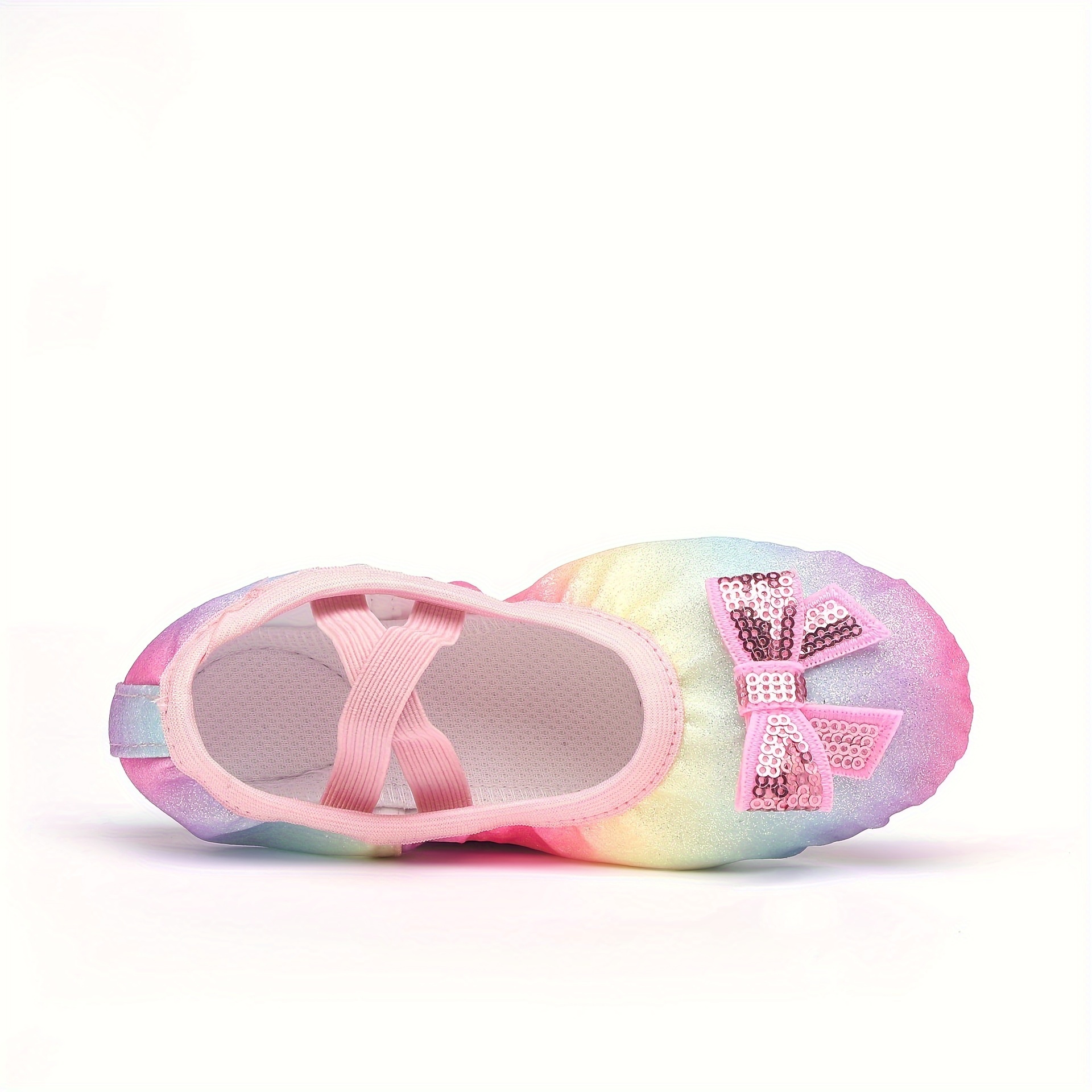 elegant gradient color bowknot slip on ballet shoes for girls anti slip soft sole dancing shoes for practice performance details 1
