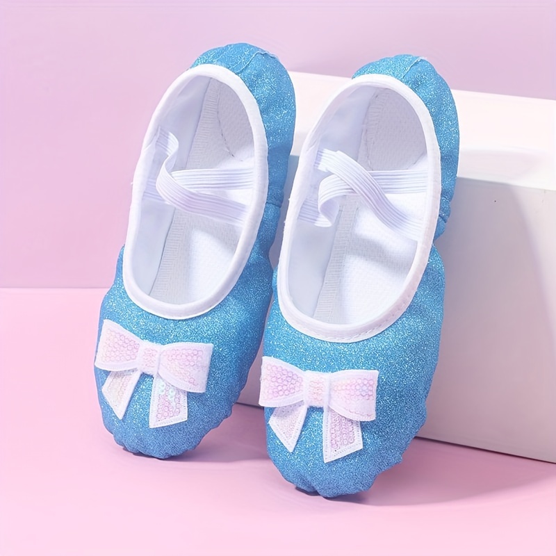 elegant gradient color bowknot slip on ballet shoes for girls anti slip soft sole dancing shoes for practice performance details 2